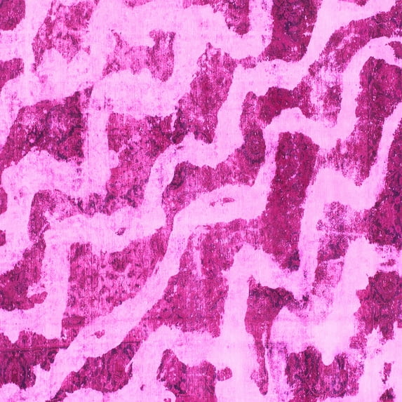 Ahgly Company Indoor Square Abstract Pink Modern Area Rugs, 8' Square