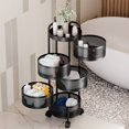 thumbnail image 1 of Andvari Rotating Kitchen Storage Rack, 5-Tier Round Fruit Stand, Black Vegetable Organizer Shelves, 1 of 11