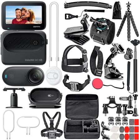 Insta360 GO 3S - 128 GB Black 4K Camera + Insta360 GO 3S Action Mount Set + 50-in-1 Accessory Kit + Travel Case