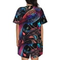 thumbnail image 6 of Susaid Artistic Colorful Bird Print Women's Pajama Set, Button-Up Sleepwear with Elastic Waist Shorts, Perfect for Lounging, Yoga, Beach, and Casual Wear-X-Large, 6 of 7