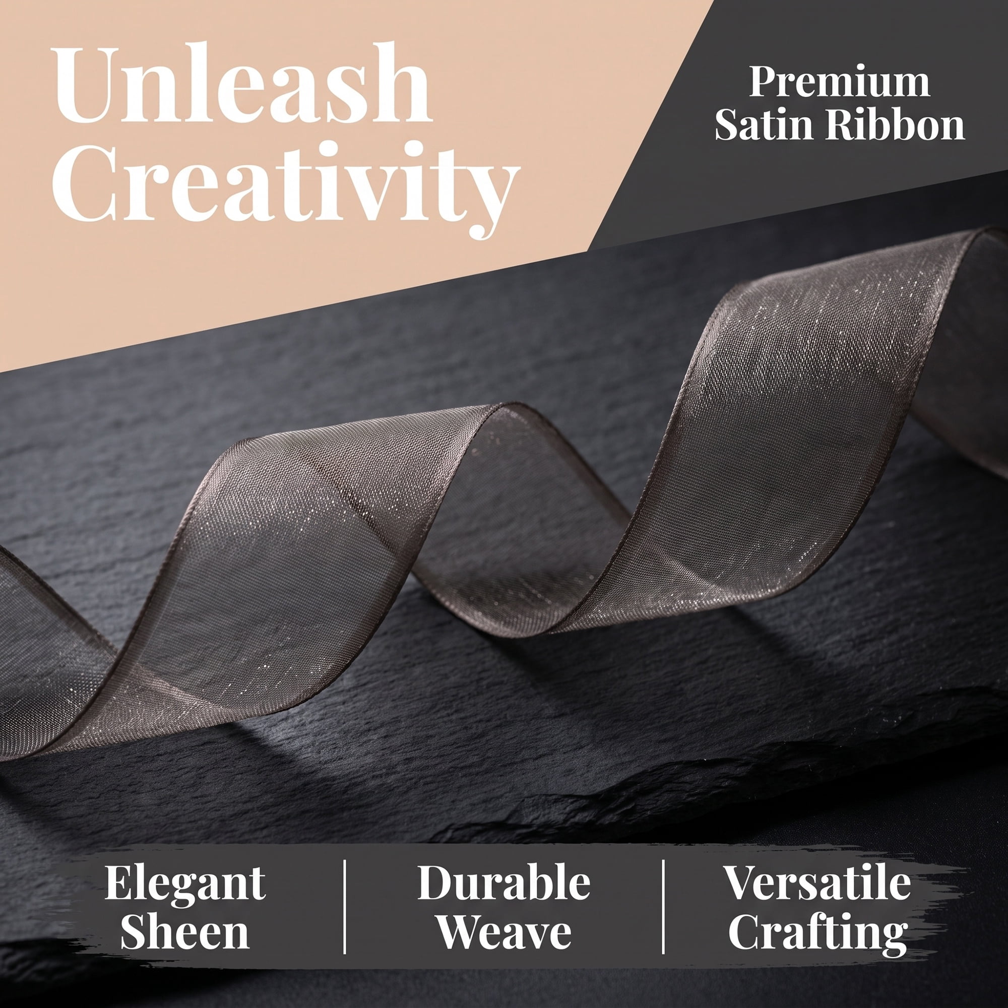 Unique Bargains Wide Matte Charcoal Grey Decorative Ribbon Grey 5.5 Yard