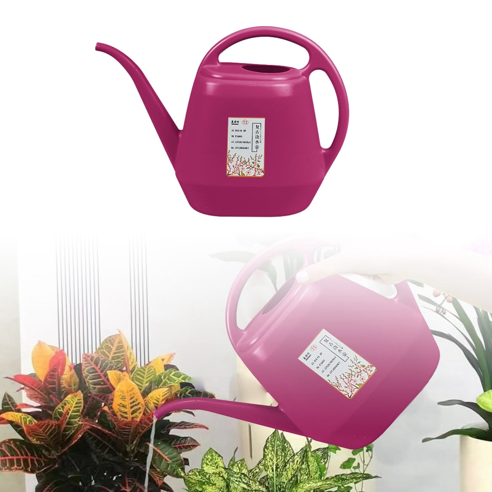 1 Gallon Plastic Watering Can with Handle and Long Spout，D