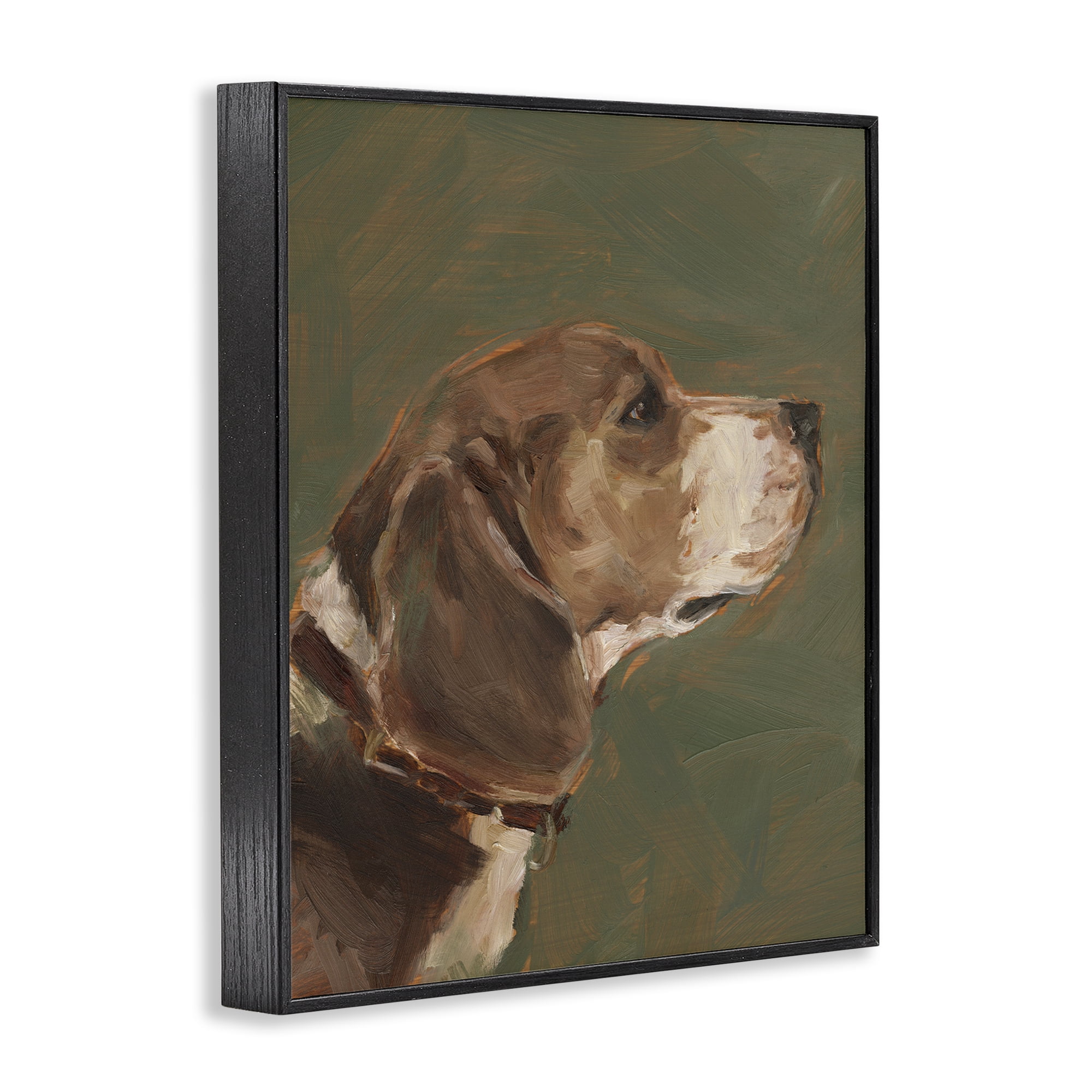 Stupell Industries Traditional Beagle Portrait Animals & Insects Painting Black Framed Art Print Wall Art, 24 x 30