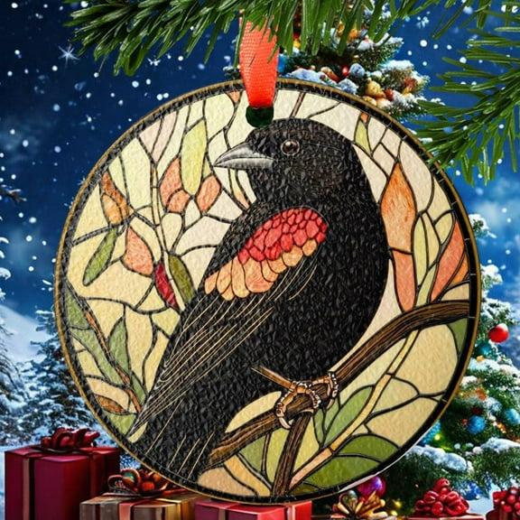 Winged Blackbird Bird Christmas Ornament, Ceramic/Acrylic Ornament, Special Keepsake for Mother, Valentine Ornament Gift, Seasonal Festival Keepsake, Collectible 2025