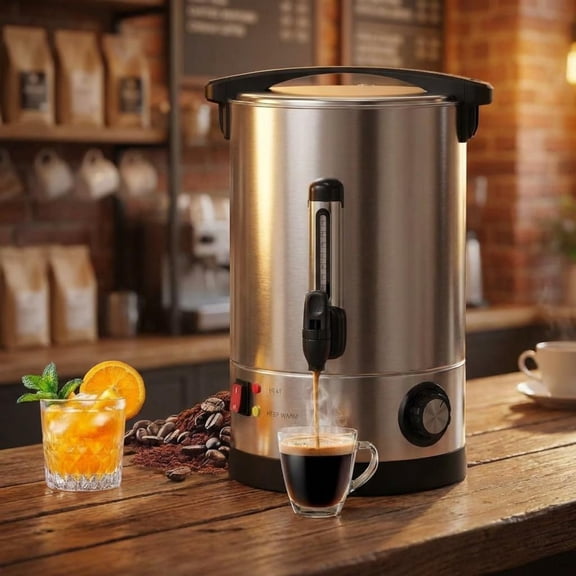 EuKer Hot Water Urn, 60 Cpu Commercial Coffee Urn for Party, Catering, Silver