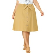 MODA NOVA Juniors' Plus Size Tie Waist Solid Color A Line Skirts