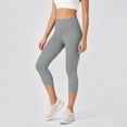 thumbnail image 4 of Ltctricy Capri Leggings for Women Stretchy High Waisted Slim Fit Yoga Pants Casual Workout Pants for Gym Running(Gray,Small), 4 of 7