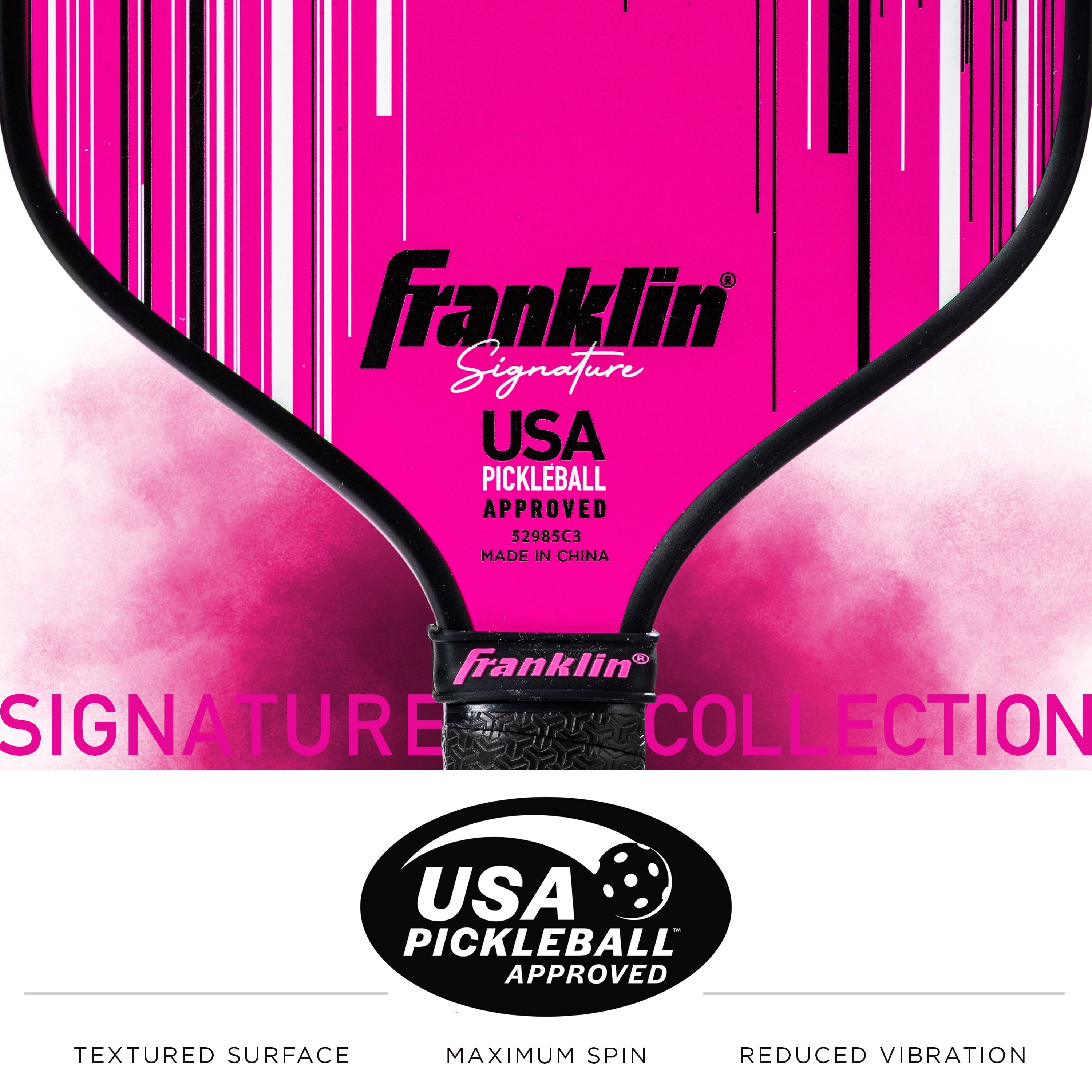 Franklin Sports Signature Series MaxGrit Pickleball Paddle - 16mm Poly Core - Pink - 7.9-8.3oz