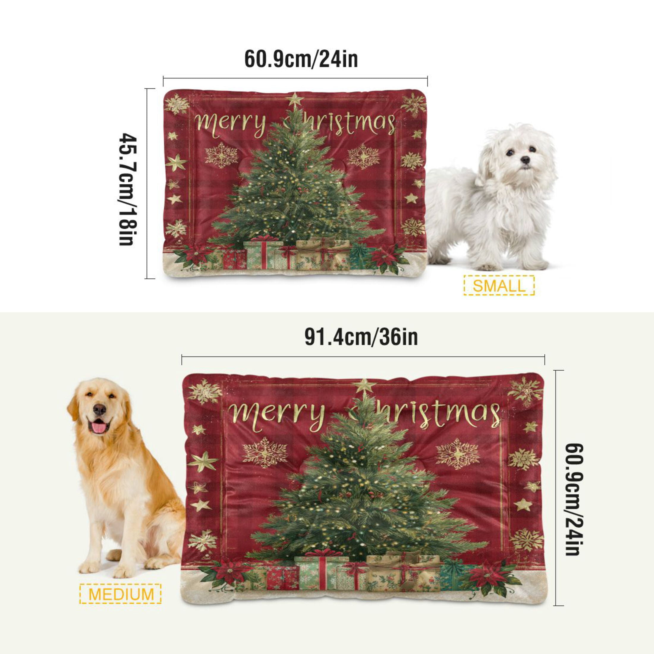 Qxltty Christmas Tree Ped Pad Wear-resistant and Hard to Bite Through Sleeping Pad for Small Medium Large Dogs Winter Pet Bed 36×24in