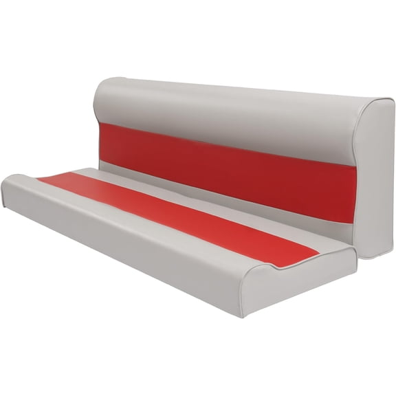 KOJEM 8WD106-1904 Deluxe Series 55" Pontoon Bench Seat Bottom Backrest Compatible with 8WD95-1B-221 Deluxe Series Pontoon Seat Bases Plastic Gray Red