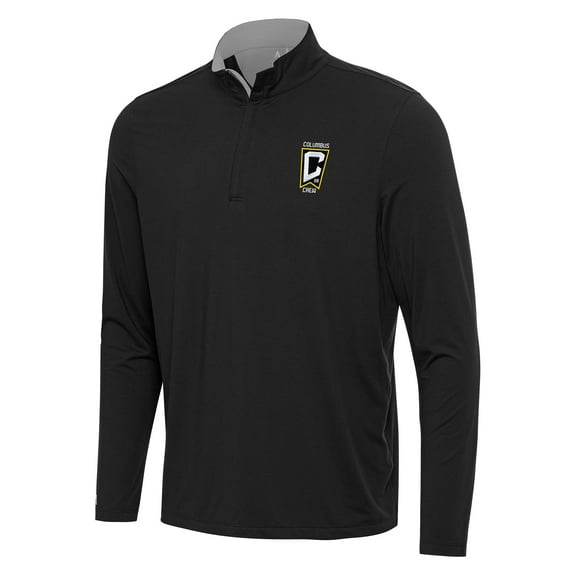 Men's Antigua Black Columbus Crew Content Quarter-Zip Jacket