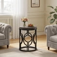 thumbnail image 2 of Fnova Round End Table, Industrial Small Side Table with Metal Hollow Frame for Living Room, Bedroom, Easy Assembly Nightstand, 2 of 10