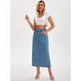 thumbnail image 2 of DARING DIVA Women's Denim Ripped Holes Back Slit Midi Jean Skirts Medium Light Blue, 2 of 7