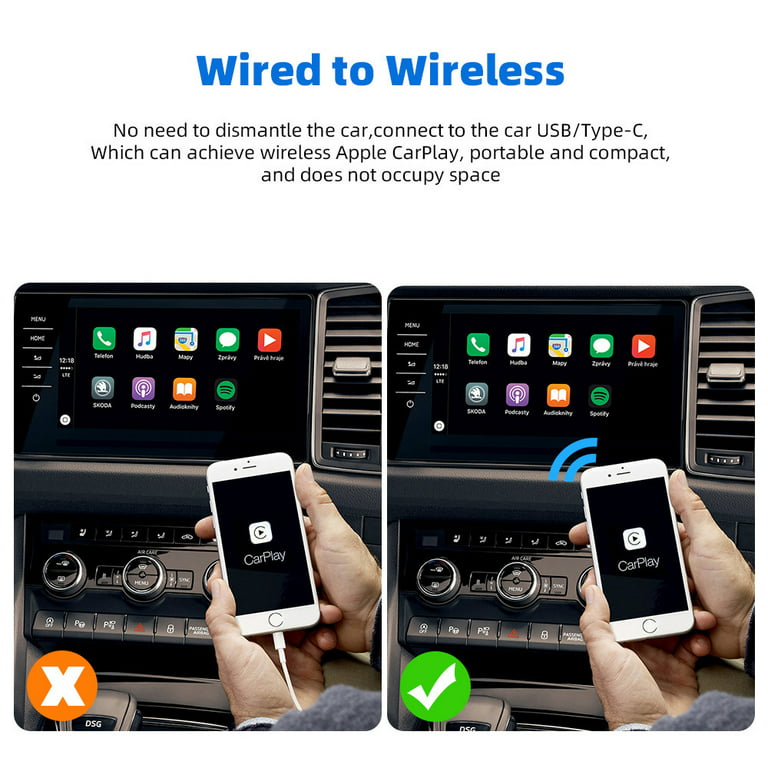 Wireless Carplay Car Adapter Dongle AI Car Box Multimedia Player