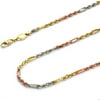 Wellingsale 14k Tri 3 Color Gold Polished Solid 4mm Figarope Chain Necklace - 22"