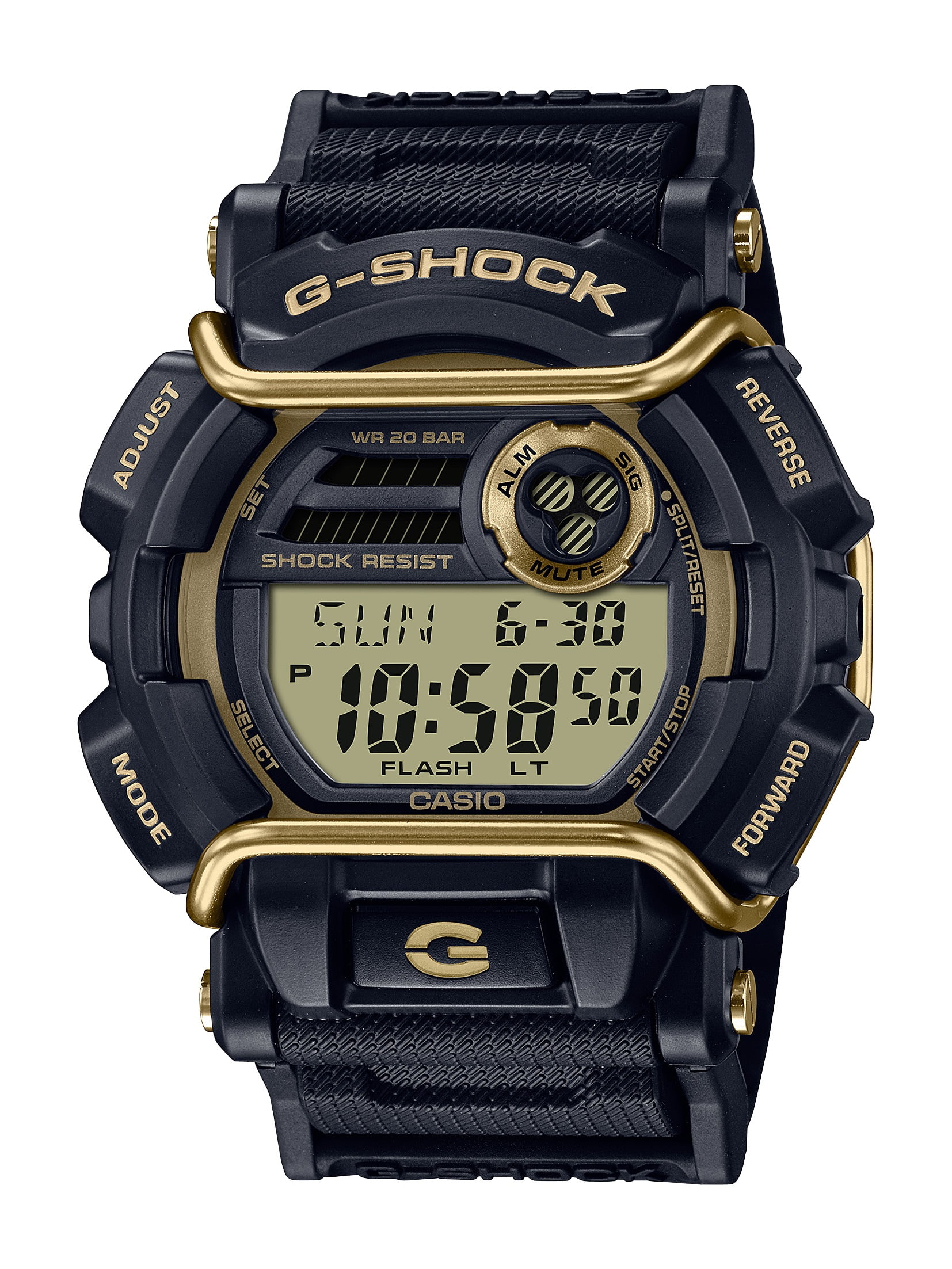 Casio Men's G-Shock Black And Gold Digital Sport Watch GD-400GB-1B2CR ...