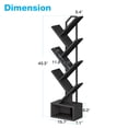thumbnail image 4 of Casacomoda 6-Tier Tree Bookshelf for Corner & Small Space — Narrow Steel & Wood Bookcase, Tall Floor Standing Book Organizer Shelf with Storage Cabinet, Home Decor for Living Room, Bedroom, Black, 4 of 8