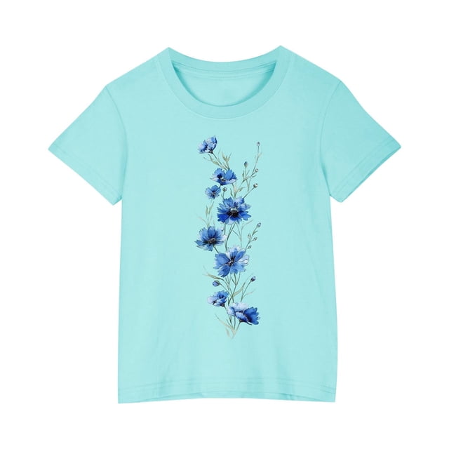 Cadeaux pour Fillettes, T-Shirt en Coton pour Garçons et Filles, Col Rond Imprimé, Manches Courtes, Robe à Manches Courtes, Cadeaux pour Fillettes