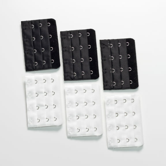 More of Me to Love 6-pack of Four-hook Bra Extenders - 3 Black   3 White