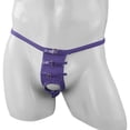 thumbnail image 3 of Summercome Men's Sexy Thong Pouch Underwear Seamless Chain Ring G-Strings Low Rise Butt-Flaunting Stretch Jock-Straps With Ball Pouch, Purple, 3 of 9