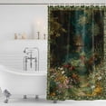 thumbnail image 3 of Forest Shower Curtain, Waterproof Shower Curtains for Bathroom, Spring Oil Painting Country Cabin Trees Flower Washable Fabric Bathtub Curtain Set Bath Decor with 12 Hooks Long 72"x84", 3 of 8