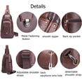 thumbnail image 3 of BULLCAPTAIN Leather Sling Bag for Men Multi-pocket Crossbody Chest Bag Travel Casual Shoulder Backpack, 3 of 6
