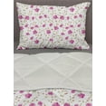 thumbnail image 3 of Flower Comforter & Sham Bedding Set, Peony in Vintage Style Girly Curly Stems Happy Times Engagement Theme, 3 pcs Duvet Set Microfiber Filling Quilt, 5 Sizes, Pink Reseda Green, by Ambesonne, 3 of 4