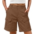 thumbnail image 4 of Yievot Hiking Cargo Shorts for Women Button Elastic Waist Multi Pockets Summer Outdoor Golf Travel Shorts, 4 of 7