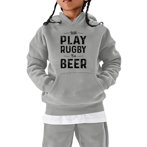 Gibobby Sudadera con capucha para adolescentes al fútbol americano, regalo deportivo, jugador de Rugby Vintage, deportes Retro, de Rugby para niños y niñ(Gris, 3-4 Años)