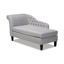 Baxton Studio Florent Modern and Contemporary Grey Fabric Upholstered Black Finished Chaise Lounge