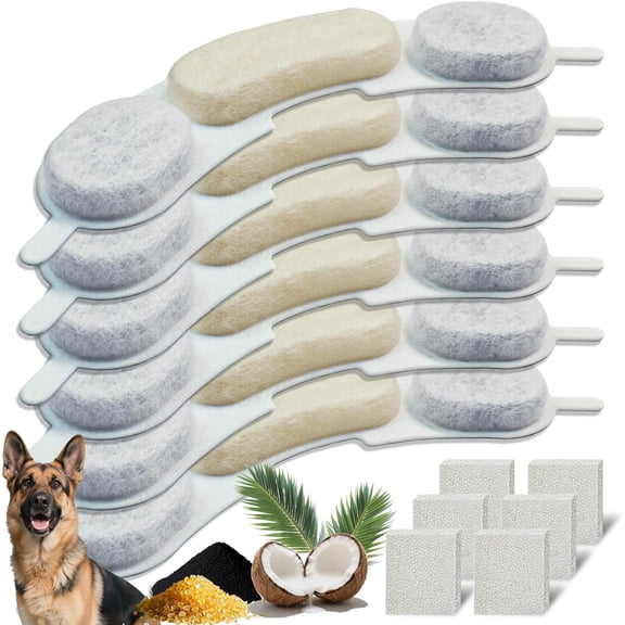 6 6 Packs Replacement Filters Compatible with Smartoo 7L/236oz/1.8Gal Stainless Steel Dog Water Fountain, Pet Dog Fountain Filter for Large Dogs Water Bowl Dispenser with Pre-Filter Sponges