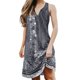 thumbnail image 1 of Gibobby Vestido corto casual para mujer Minivestido de playa suelto con cuello en V y estampado Floral sin mangas informal de verano para mujer(Gris oscuro,CH), 1 of 5