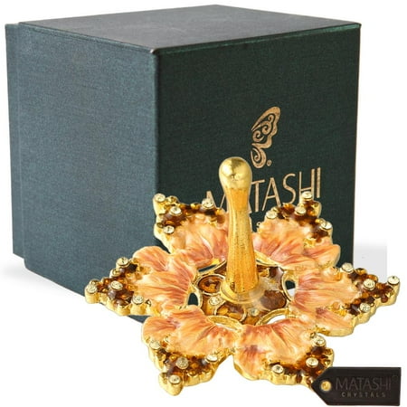 Hanging Crystal Garden Ornaments Hand-Painted Spinning Dreidel Holiday Ornaments (Pewter) Elegant Jewish Décor | Hanging Decoration for Family or Personal Use | Gold-Plated, Vintage Design, Embellished with Matashi Crystals | Judaica ()