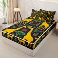 thumbnail image 2 of jejeloiu Safari Giraffe Zipper Twin Comforter Sets with Fitted Sheet and 2 Pillowcases For Men Women,Ethnic Pattern Zipper Bedding Set,Black Yellow,Black Reversible,4 Pieces, 2 of 7