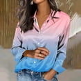 thumbnail image 1 of TaTaai Ladies Satin Blouse Long Sleeve Gradient Print Button Down Collar Silky Shirt Loose Fit Dressy Casual Top Gift, 1 of 5
