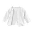 thumbnail image 5 of FRSASU Girls Classic Crew Neck Button Long Sleeve Soft Knit Cardigan Sweater Breathable Stretchy School Outfit Size 6M-4T White, 5 of 8