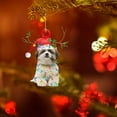 thumbnail image 4 of Australian Shepherd Wearing Red Reindeer Hat with String Light 2D Flat Car Rear View Mirror Accessories Christmas Tree Ornament Decoration Hanging Charm Interior Rearview Pendant Decor Gift, 4 of 5