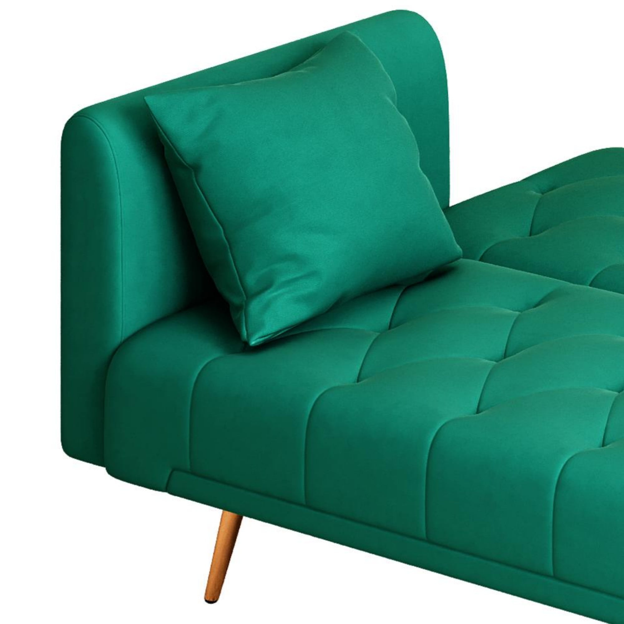 Jopath Velvet Futon Sofa Bed,Convertible Sleeper Couchwith Adjustable Backres & 2 Pillows for Small Spaces,Living Room,Green02