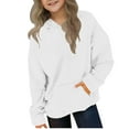 thumbnail image 3 of LYHaoo Girls Hooded Sweatshirt Warm Thickened Pullover With Sleeves For Toddler And Big Kids Casual Outerwear Winter Hoodies Sweatshirts Sizes 7-8 Years(White), 3 of 6