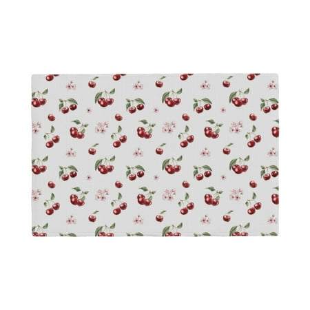 

Table Placemats Set of 4 - Cherry Berries 12x18 In Faux Linen Double Heat Resistant Place Mats Cloth Indoor/Outdoor Placemats Washable Table Mats for Dining Kitchen Party