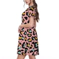 thumbnail image 2 of Fotbe Leopard Vestido Largo de Moda para Mujer, Vestido Tipo Camiseta con Manga Corta y Estilo Casual a Rayas y Bloques de Color, 2 of 6