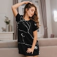 thumbnail image 3 of Honeii Animal Bulldog Print Women's Loose Short Sleeve Nightgown, Soft Cotton Sleepwear, Comfy Loose Fit Pajama Dress for Sleep and Lounge, 3 of 6