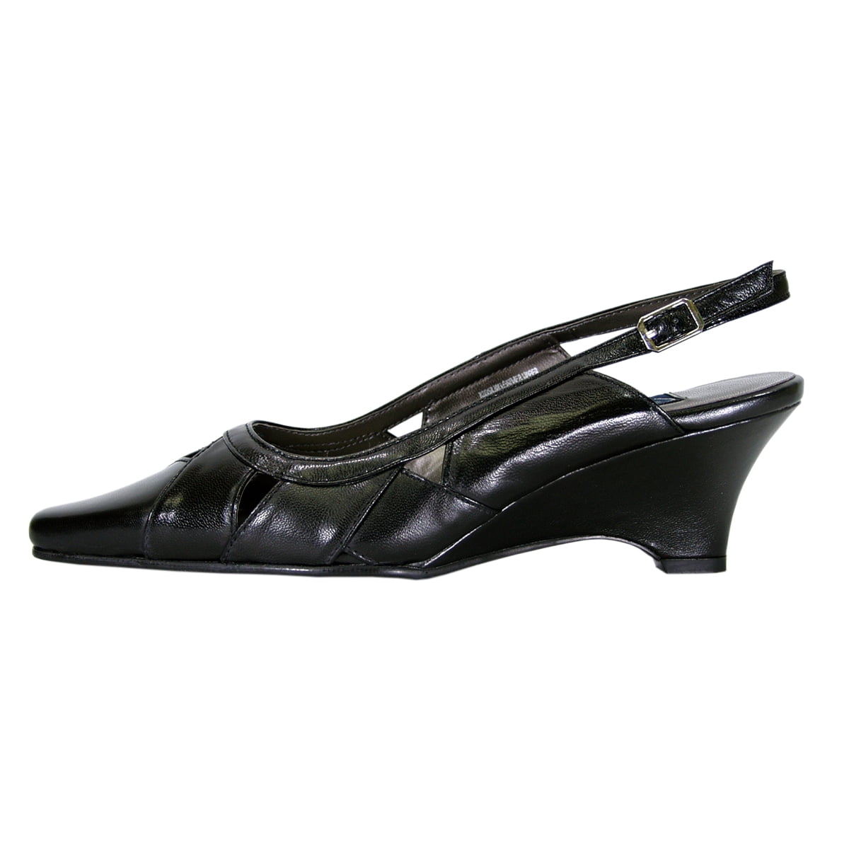 PEERAGE Reese Women Extra Wide Width Leather Sandals BLACK 9