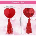 thumbnail image 3 of 1 Pair Nipple Cover - Heart Shaped Reusable Pasty Pasties With Sequins Tassel For Women,Nylon And Spandex Fabric, 3 of 4