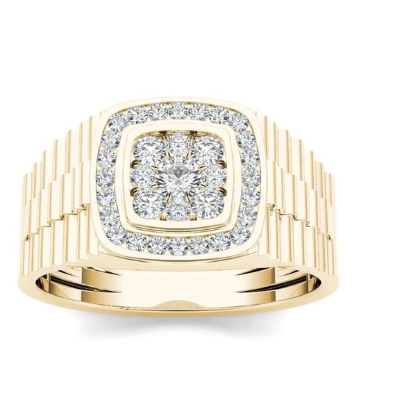 Forever Jewels 2Ct Round Cut Moissanite Men Wedding Engagement Ring 14K Yellow Gold Plated