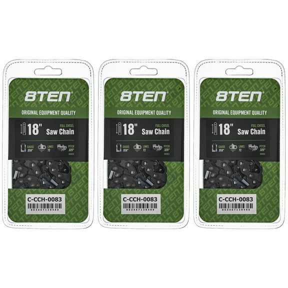 Full Chisel Chainsaw Chain 18 inch .058 .325 72DL for Husqvarna Jonsered 3 Pack 810-CCC2205H