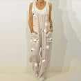 thumbnail image 3 of RYKJLWY Overalls for Women Womens Pants Overalls Rompers Daisy Print Buttons Suspender Jumpsuit Rompers for Women 2024(Beige,XXXL), 3 of 6