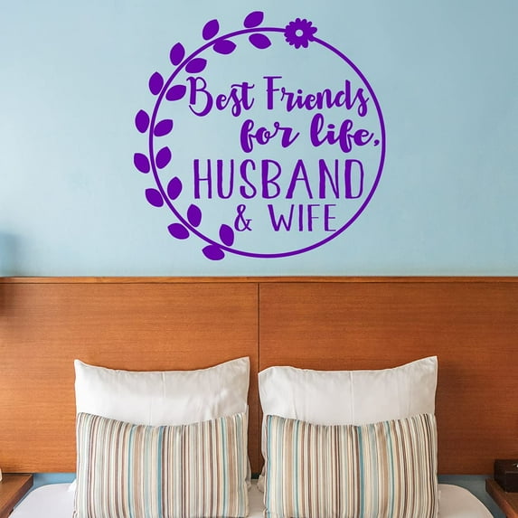 VWAQ Best Friends for Life Husband and Wife Wall Decal Romantic Wall Decor - 13"H X 13"W PURPLE