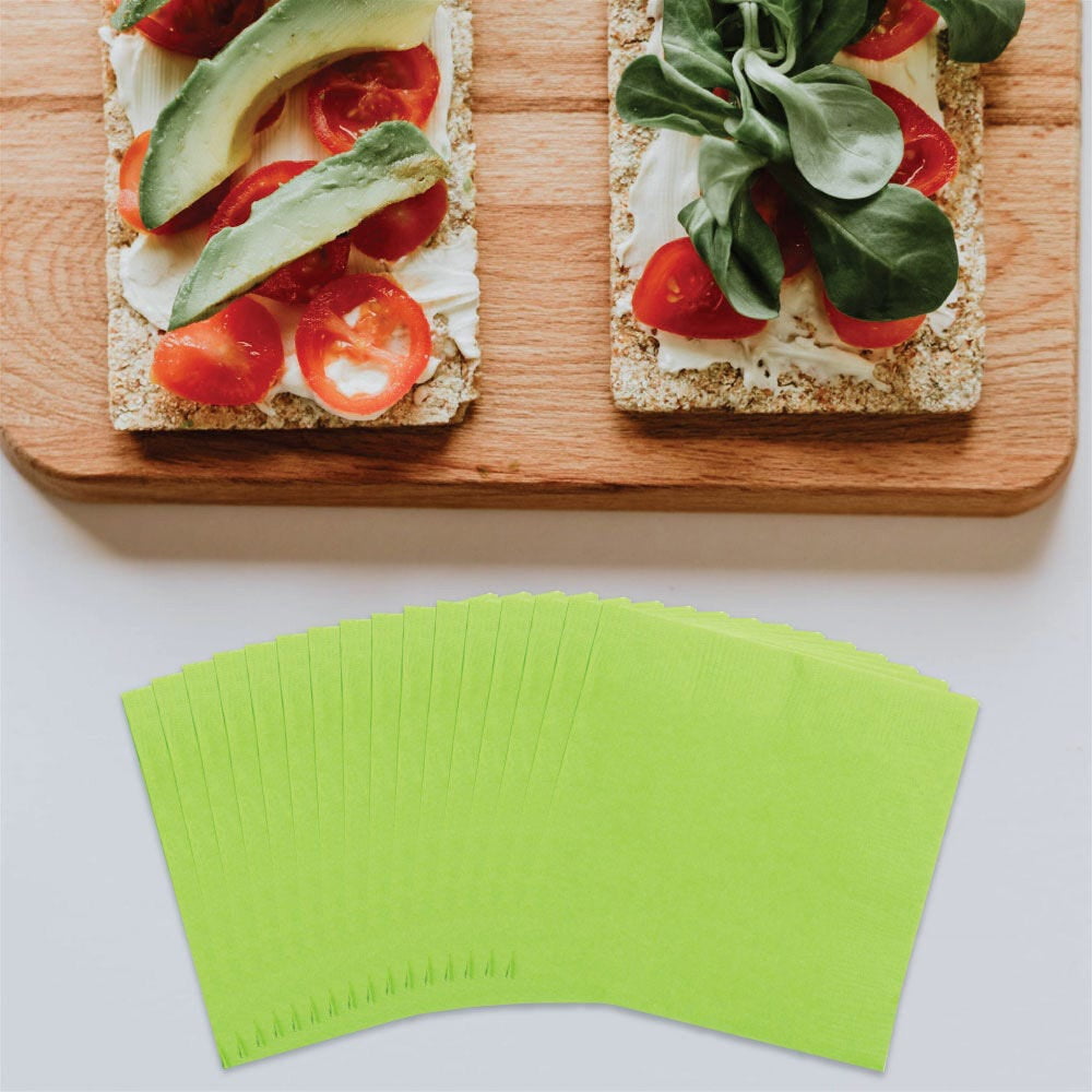 JAM Paper Small Beverage Napkins, 5 x 5, Lime Green, 40/Pack