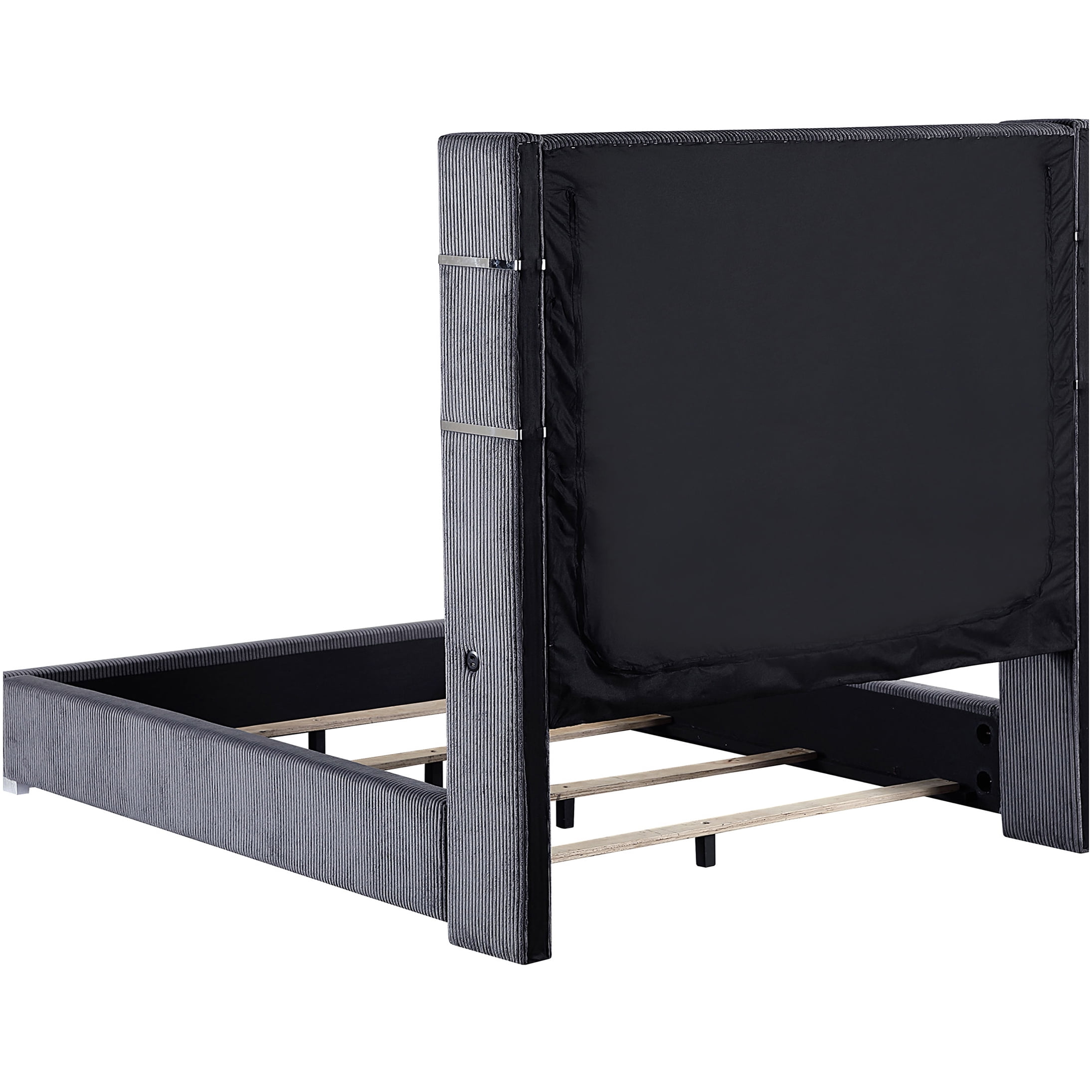 Modern Upholstered Queen Size Bed Frame with RGB LED Flame Effects and Remote Control